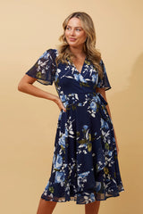 Caroline Morgan Floral Wrap Dress