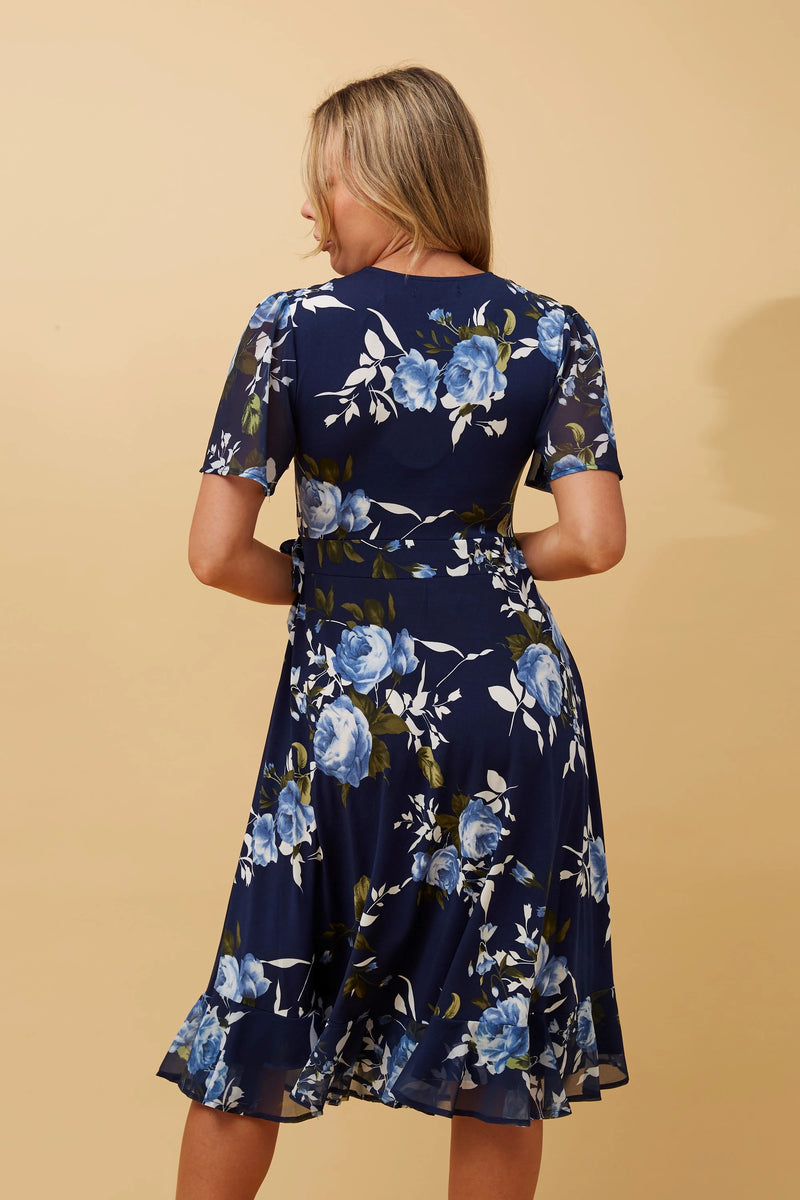 Caroline Morgan Floral Wrap Dress
