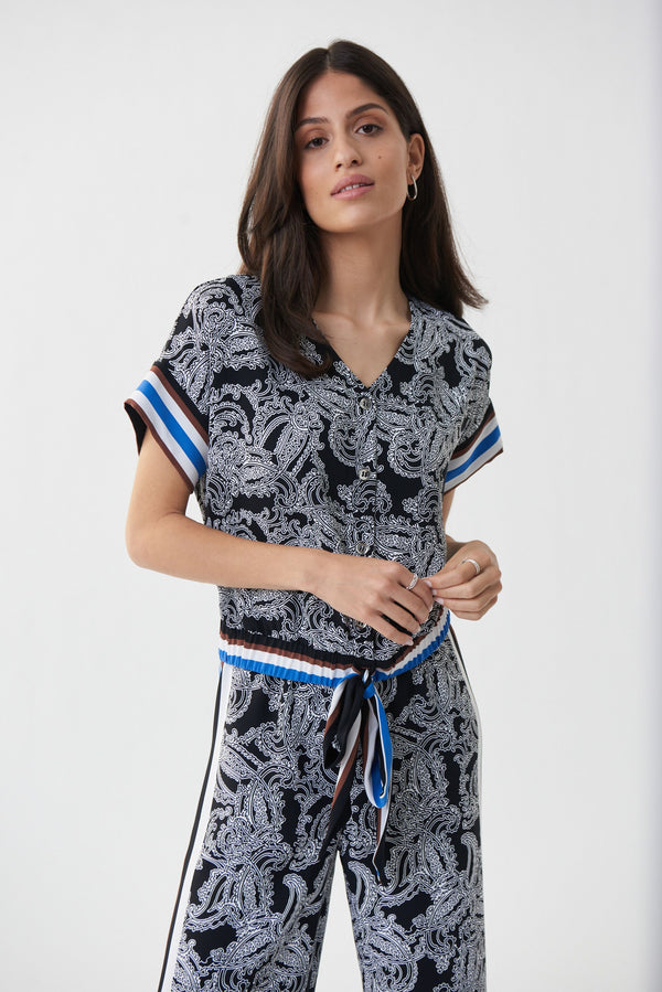 Joseph Ribkoff Button Front Printed Top