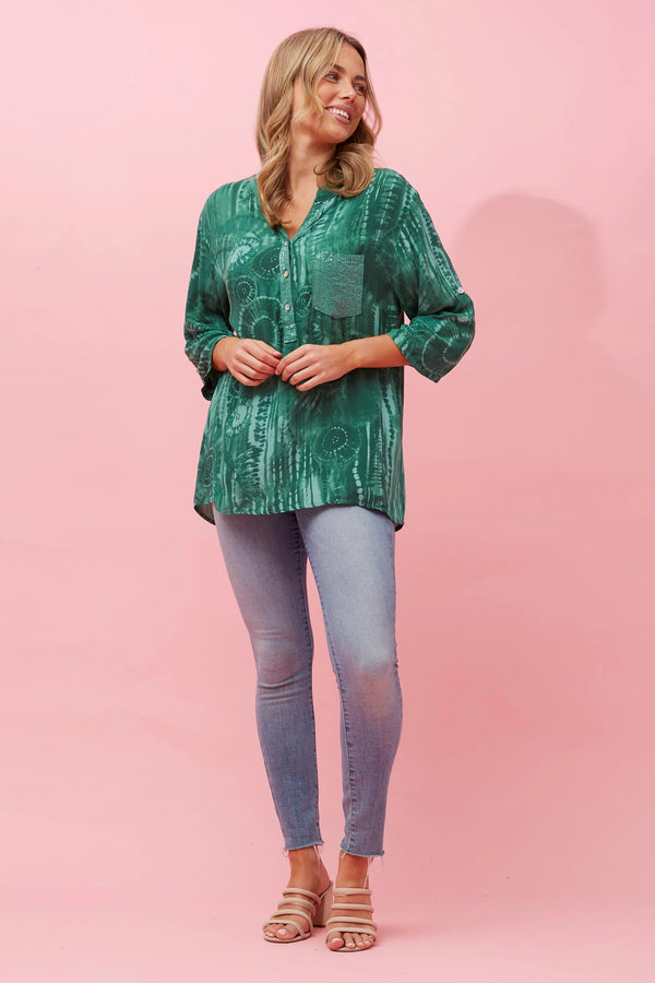 Caroline Morgan Rosetta Sequin Tie Dye Top