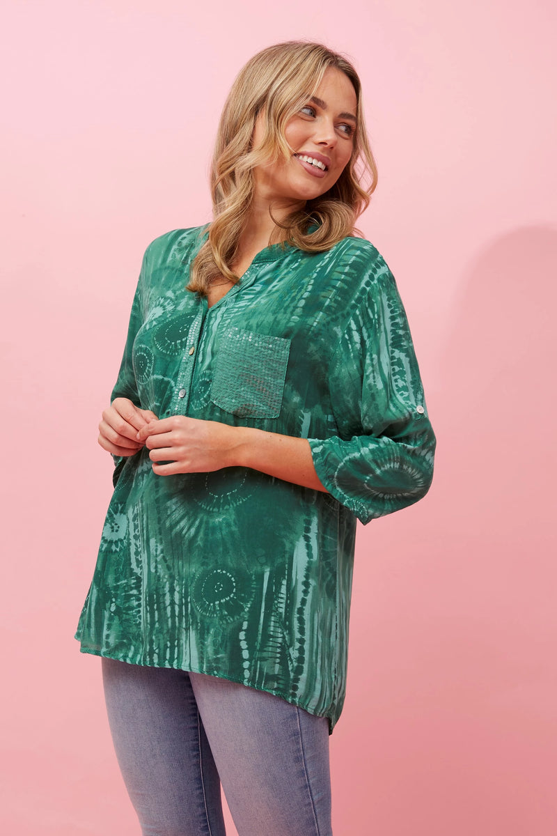 Caroline Morgan Rosetta Sequin Tie Dye Top