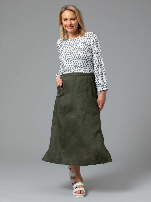 Yarra Trail Spliced Linen Skirt